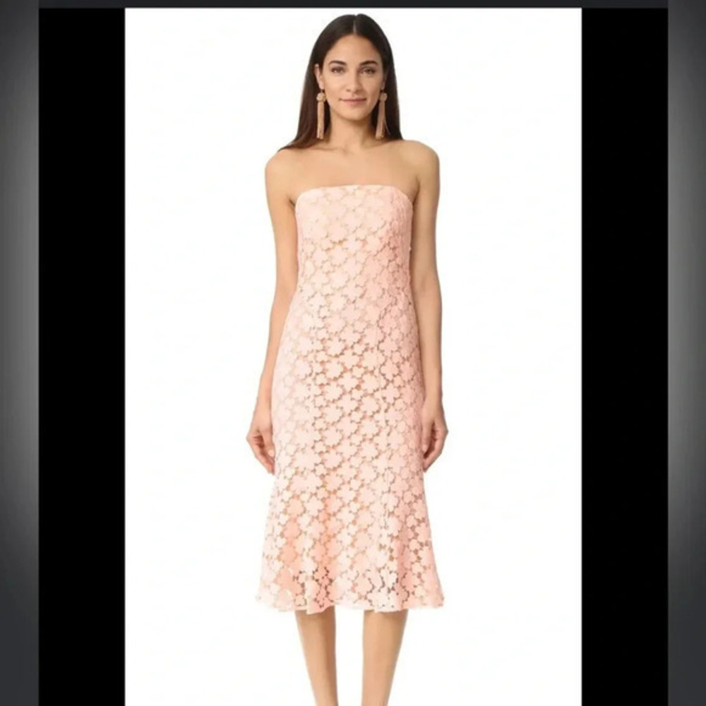 SHOSHANNA BLUSH PINK LACE FRANKLIN MIDI DRESS